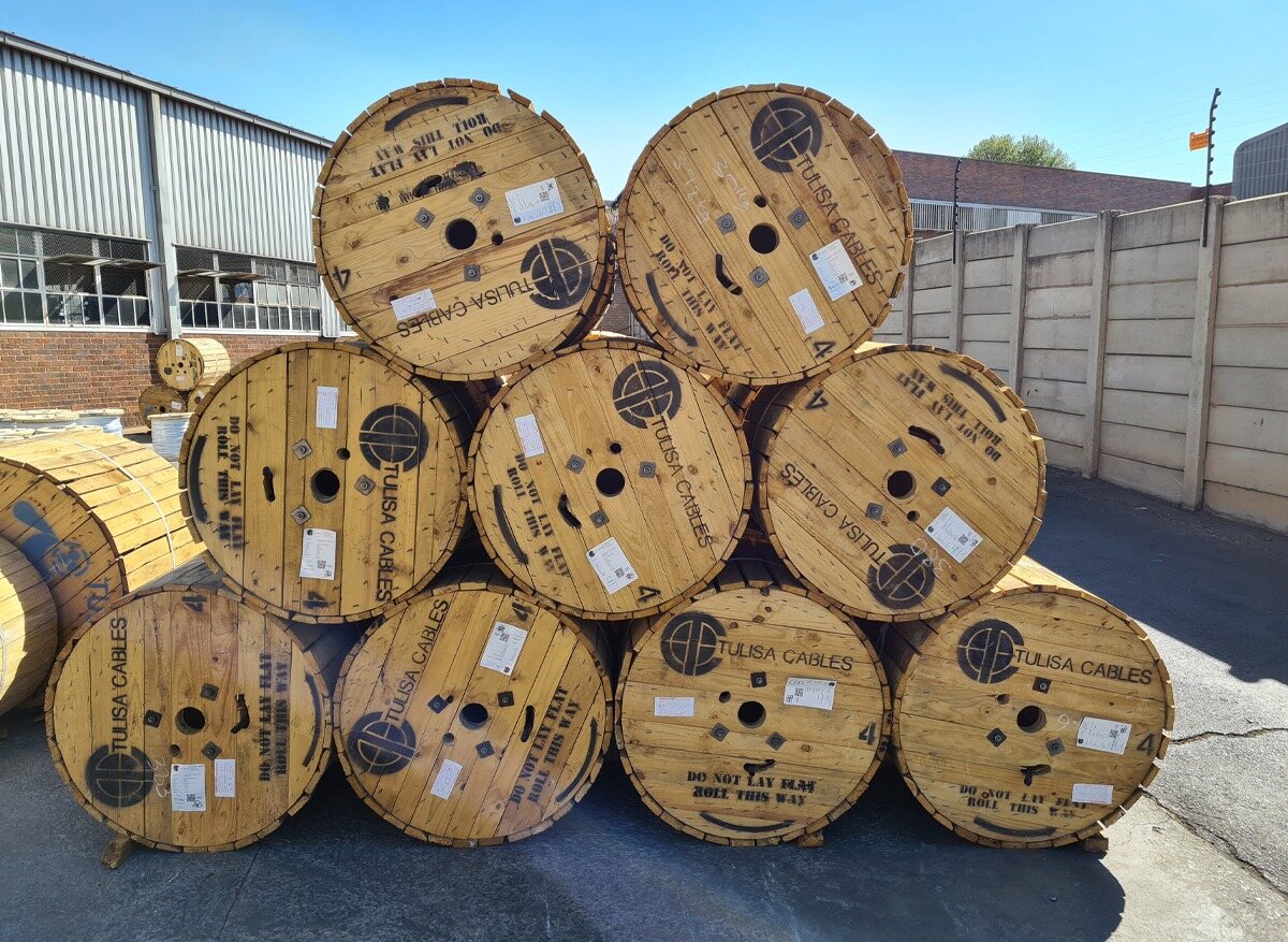 Industrial cables on drums